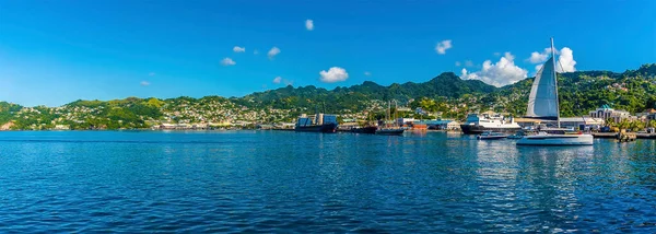 Een Panoramisch Uitzicht Kust Van Kingstown Saint Vincent Het Vroege — Stockfoto