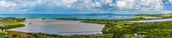 Panoráma Kilátás Paradicsomból Tavak Felé Orient Bay Martin — Stock Fotó