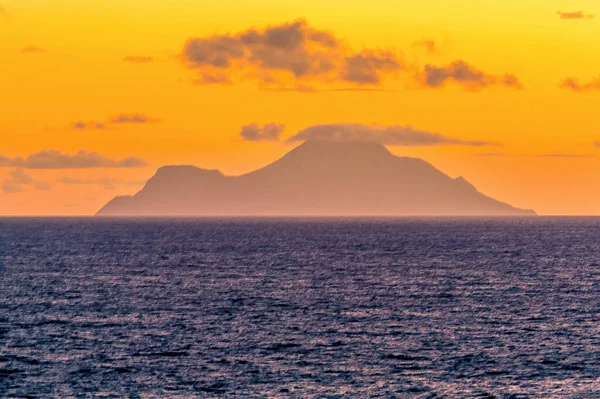 Silhouette East Caicos Seen Grand Turk Sunset — Stock Photo, Image