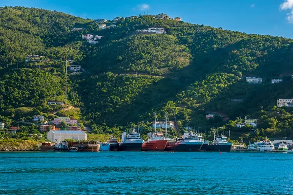 Una Vista Hacia Los Buques Pesqueros Amarrados Road Town Tortola —  Fotos de Stock