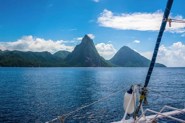 View Sailing Pitons Lucia — Stock Photo, Image