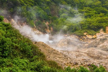 St. Lucia 'da Soufriere yakınlarındaki Sülfür Pınarları' ndan bir manzara.