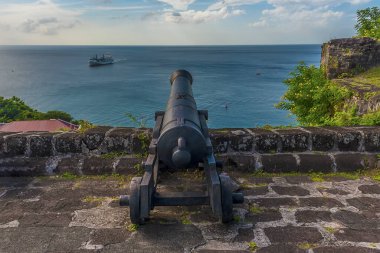 A view looking out to sea from Fort St George in Grenada clipart