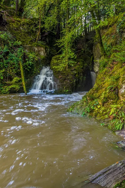 Een Blik Watervallen Bij Ffynone Wales Zware Regenval — Stockfoto