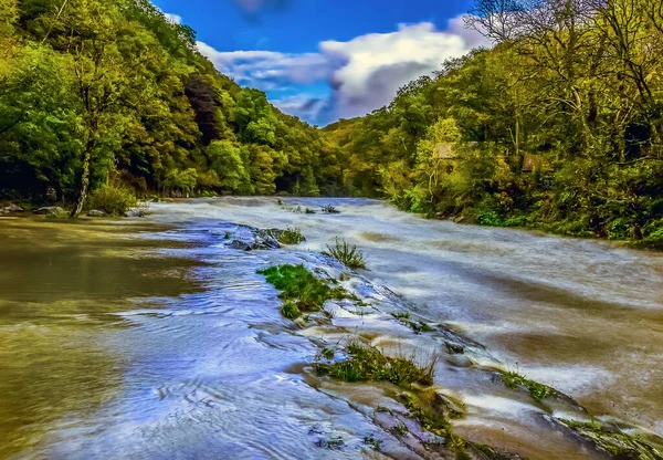 Una Vista Desde Las Orillas Del Río Teifi Cenarth Gales — Foto de Stock