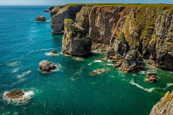 Pile Ceppi Lungo Costa Del Pembrokeshire Galles Vicino Castlemartin Estate — Foto Stock