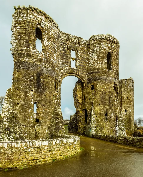 Porthusets Ingång Till 1300 Talets Slott Llawhaden Wales — Stockfoto