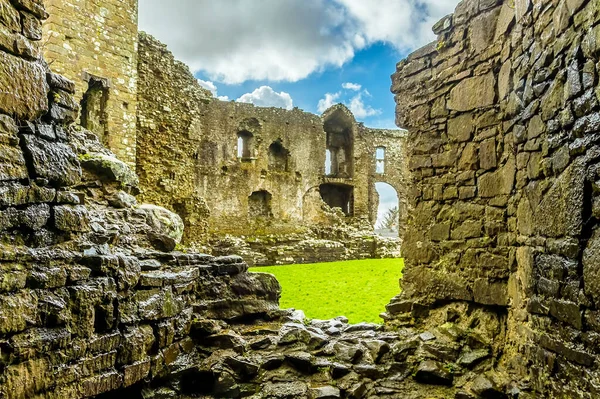 Utsikt Från Bakre Hallen 1300 Talets Slott Llawhaden Wales — Stockfoto