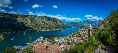 Karadağ 'ın Kotor Körfezi Panorama manzaralı