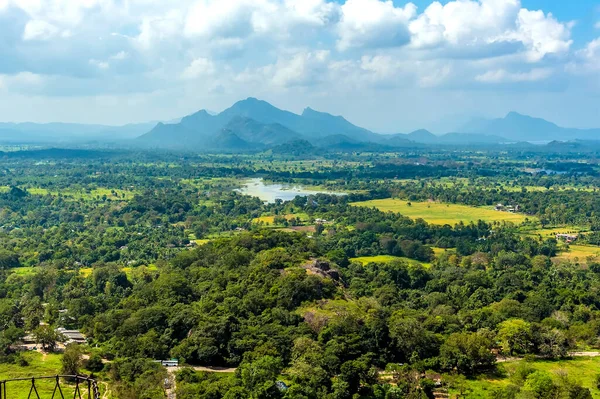 Sigirya, Sri Lanka 'nın kayalık kalesinin güney manzarası.