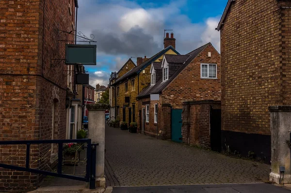 View Traditional Quaint Street Melton Mowbray Leicestershire Summertime — Stock Photo, Image
