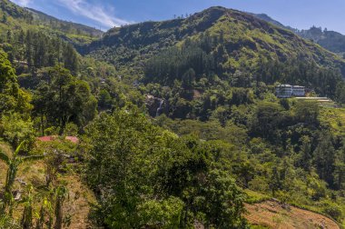 Asya 'nın Sri Lanka kentindeki Kothmale barajının yakınındaki bir çay ülkesi manzarası