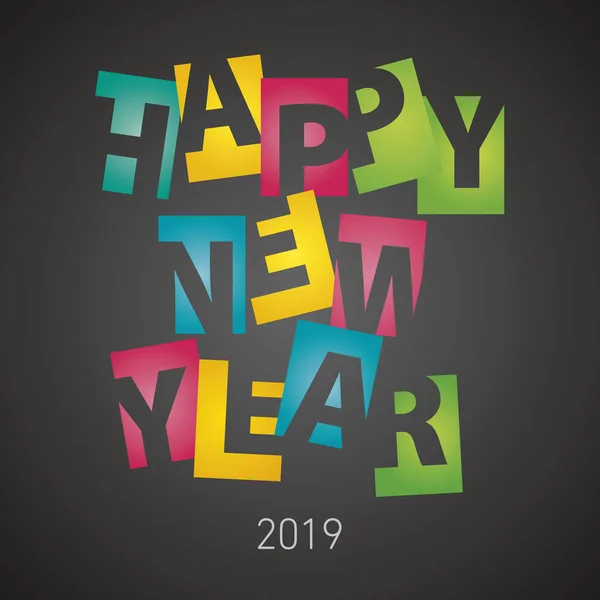 Feliz Año Nuevo 2019 Color Negativo Espacio Letras Negro Fondo — Vector de stock