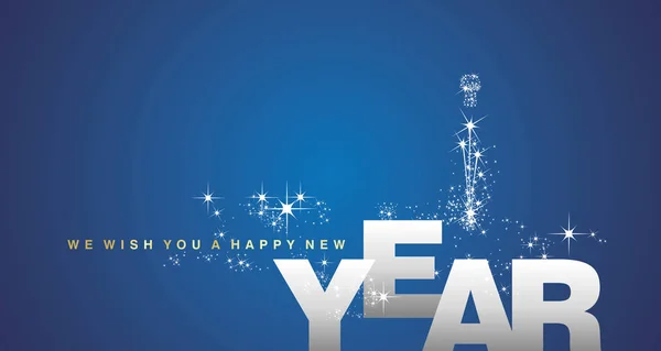 Tarjeta Felicitación Año Nuevo Sobre Fondo Azul Ilustración Vectorial — Vector de stock