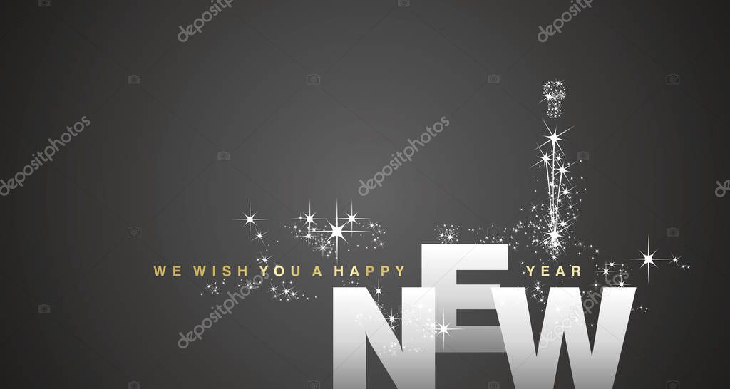 New Year greeting card on grey background, vector illustration