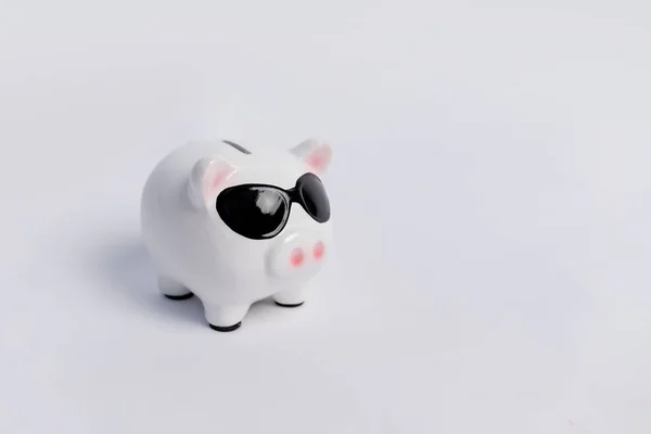 Piggy Bank White Background Space Text — Stock Photo, Image