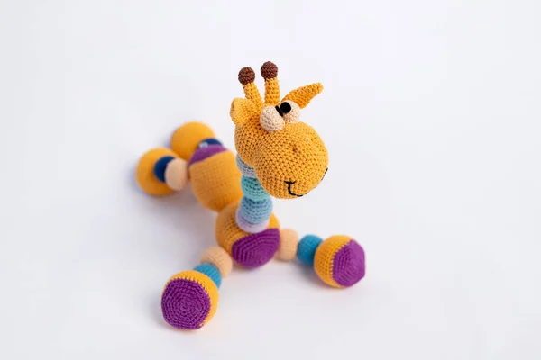 Kinderspeelgoed Giraffe Handgemaakt Oranje Plaats Voor Tekst — Stockfoto