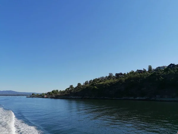 Belle Journée Calme Sur Mer Avec Ciel Bleu Clair Île — Photo