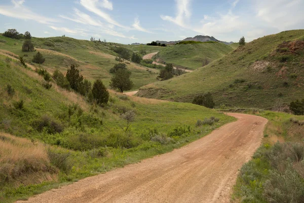 Strada Rurale Tra Verdi Colline Campagna — Foto Stock