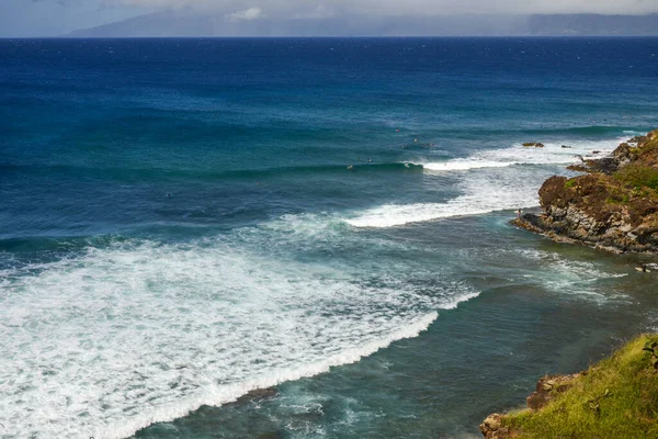 Uitzicht Van Boven Golven Schuimend Kust Van Stille Oceaan Horizon — Stockfoto