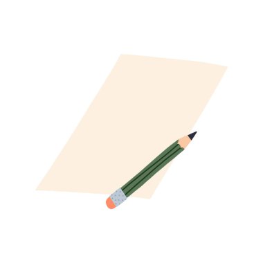 Moda el çizimi tarzında bir kalem ve kağıt yaprağı. 