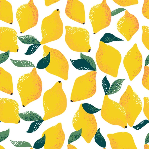 Fun Pop Art Style Seamless Pattern Lemons Isolated Background Vector — Stock Vector