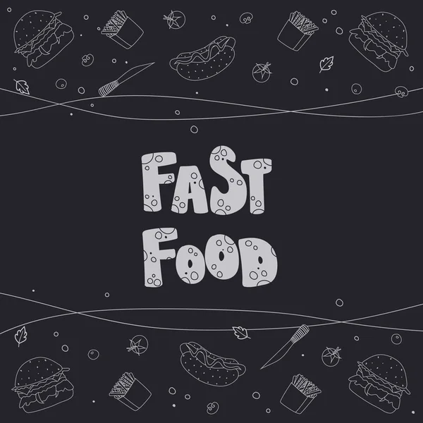 Modelo Para Menu Fast Food Bistrô Restaurantes Ilustração Vetorial Hambúrgueres — Vetor de Stock