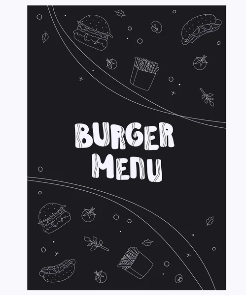 Menu Pour Bistrot Café Fast Food Sur Fond Noir Illustration — Image vectorielle