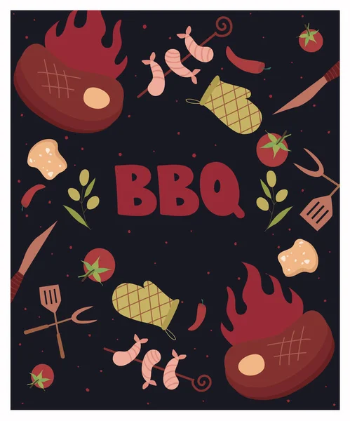 Plantilla Para Menú Folleto Banner Menú Parrilla Barbacoa Ilustración Vectorial — Archivo Imágenes Vectoriales