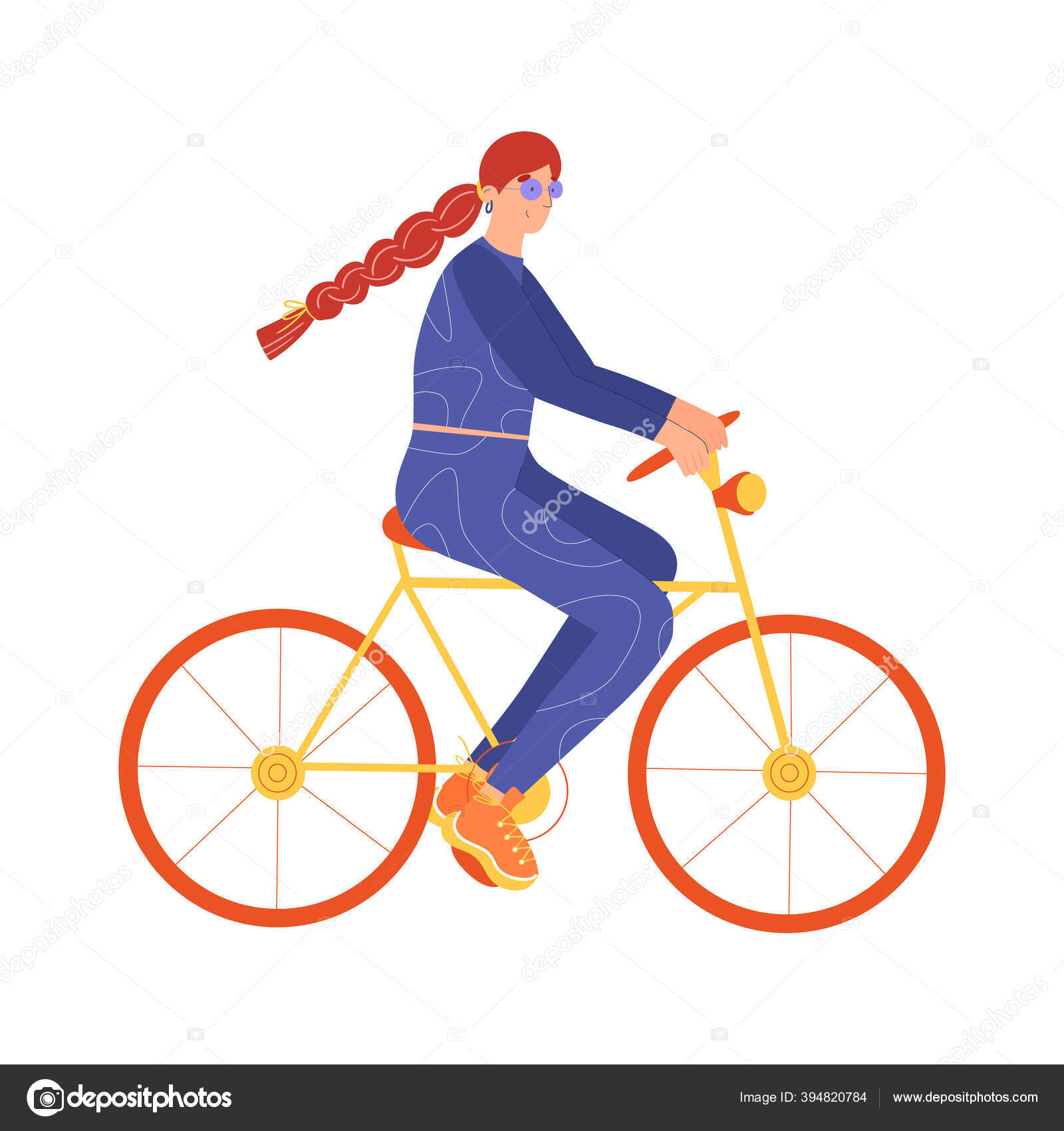 Wanita Muda Dalam Pakaian Olahraga Mengendarai Sepeda Ilustrasi Vektor Dalam Stok Vektor ZefirkaKsu 394820784