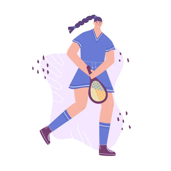 Tennis Spel Concept Vector Illustratie Van Een Vrouw Een Sportuniform — Stockvector