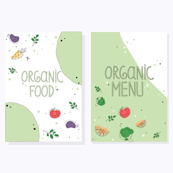 Conjunto Menú Restaurante Volante Ilustración Vectorial Con Productos Naturales Para — Archivo Imágenes Vectoriales