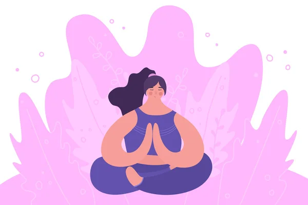 Práctica Yoga Una Joven Practica Yoga Ilustración Vectorial — Archivo Imágenes Vectoriales