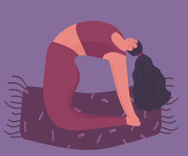 Yoga Oefening Een Jonge Vrouw Beoefent Yoga Vectorillustratie — Stockvector