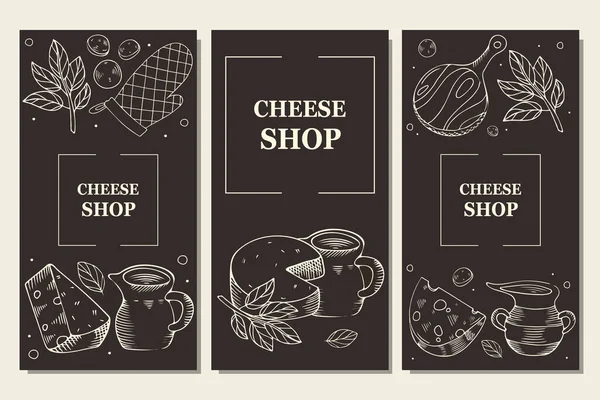 Fromage Produits Laitiers Modèle Menu Flyer Pour Boutique Café Illustration — Image vectorielle