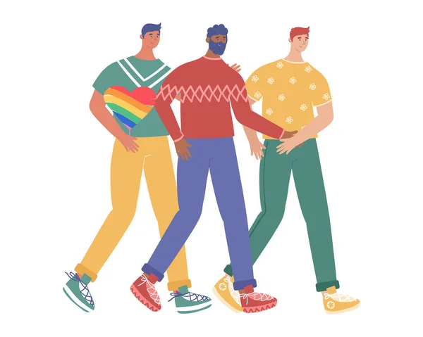 Lgbt Konzept Eine Gruppe Schwuler Männer Nimmt Einer Pride Parade — Stockvektor