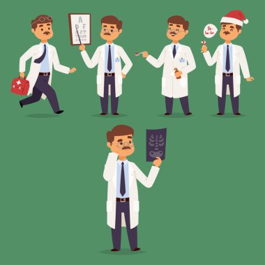 Doktor hemşire karakter vektör tıp adamı personel düz hastane ekibi insanlar doktora tasarlamak.