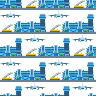 Uçak Dikişsiz desen arka plan vektör çizim üstten görünüm uçak ve uçak ulaşım seyahat şekilde tasarım yolculuk nesnesi.