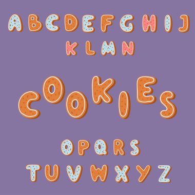 Zencefilli kurabiye alfabe tatil çerez yazı tipi metin gıda bisküvi xmas mektup vektör çizim zencefil