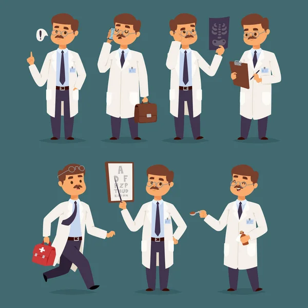 Medico infermiere personaggio vettore medico uomo personale piatto design ospedale squadra persone dottorato illustrazione . — Vettoriale Stock
