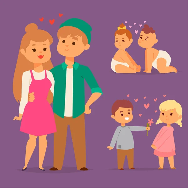 Pareja en el amor vector caracteres juntos feliz sonriendo gente romántica mujer amorosidad juntos relación adulta . — Archivo Imágenes Vectoriales