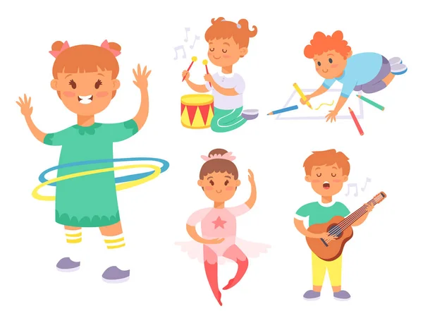 Kinder spielen Vektor verschiedene Arten von Heimspielen kleine Kinder spielen Sommer im Freien aktive Freizeit Kindheitsaktivität. — Stockvektor
