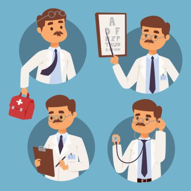 Doktor hemşire karakter vektör tıp adamı personel düz hastane ekibi insanlar doktora tasarlamak.