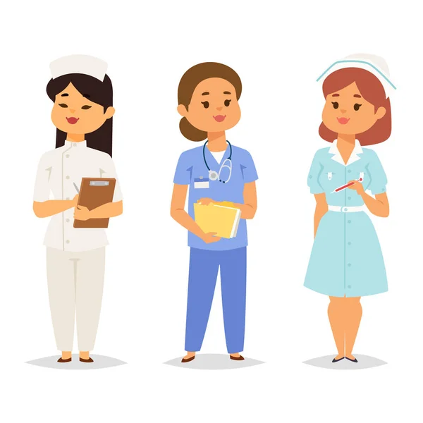 Doctor nurse character vector medical woman staff flat design hospital team people doctorate illustration. — Stock Vector