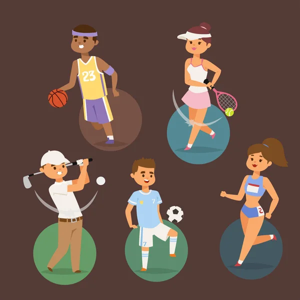 Deporte bienestar vector personas personajes deportivos hombre actividad mujer deportivo ilustración atlética . — Vector de stock