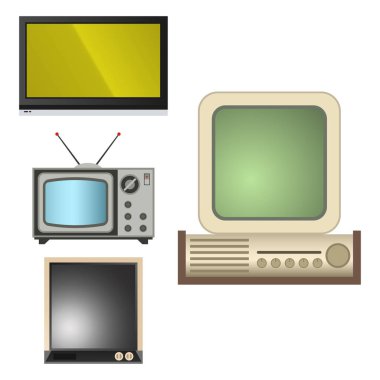 TV vektör ekran lcd monitör ve dizüstü bilgisayar, tablet bilgisayar, retro şablonları. Elektronik cihazlar Tv ekranları Infographic. Vektör çizim teknoloji dijital cihaz tv ekranlar, diyagonal boyutu görüntülemek