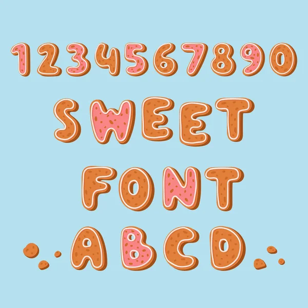 Zencefilli kurabiye alfabe tatil çerez yazı tipi metin gıda bisküvi xmas mektup vektör çizim zencefil — Stok Vektör