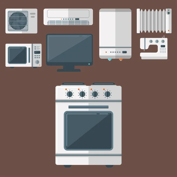 Electrodomésticos vector electrodomésticos equipo doméstico cocina eléctrica tecnología doméstica para herramientas de tarea patrón sin costura ilustración de fondo — Vector de stock