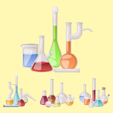 Kimyasal şişesi laboratuvar vektör laboratuvar cam tüp sıvı biyoteknoloji analiz tıbbi bilimsel ekipman tüpler.