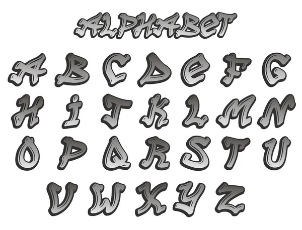 Graffity alphabet vecteur main dessiné grunge police peinture symbole conception encre style texture typeset — Image vectorielle